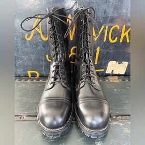 Black Leather Men's Combat Boots